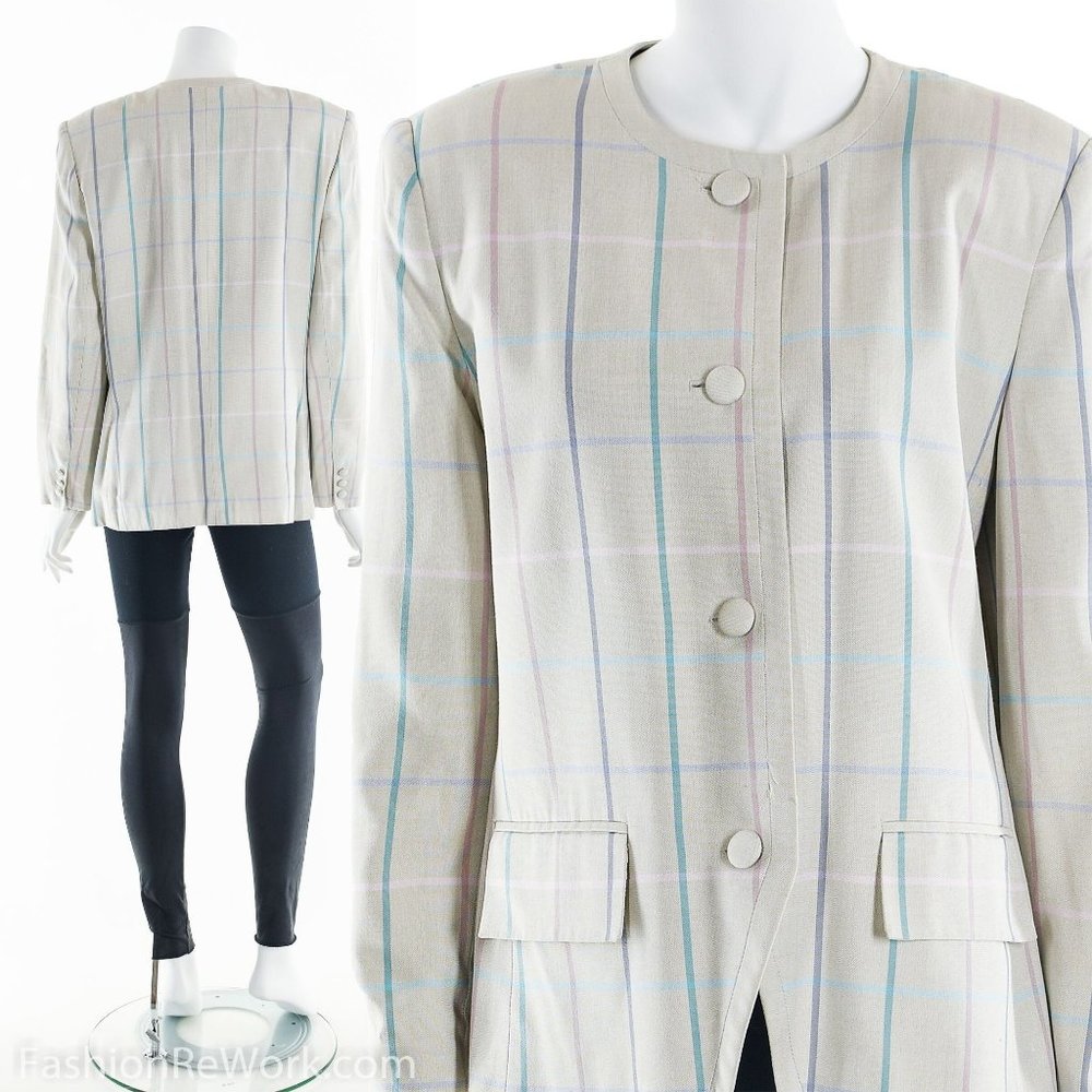 Sasson Blazer Jacket, 90’s Pastel Plaid Blazer, Vintage Sasson, 90s Blazer, Wind